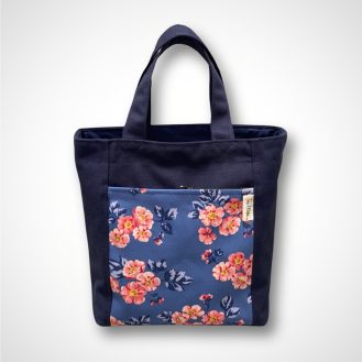 Túi Đựng Cơm Văn Phòng Canvas Xanh Navy Hoa Nhí