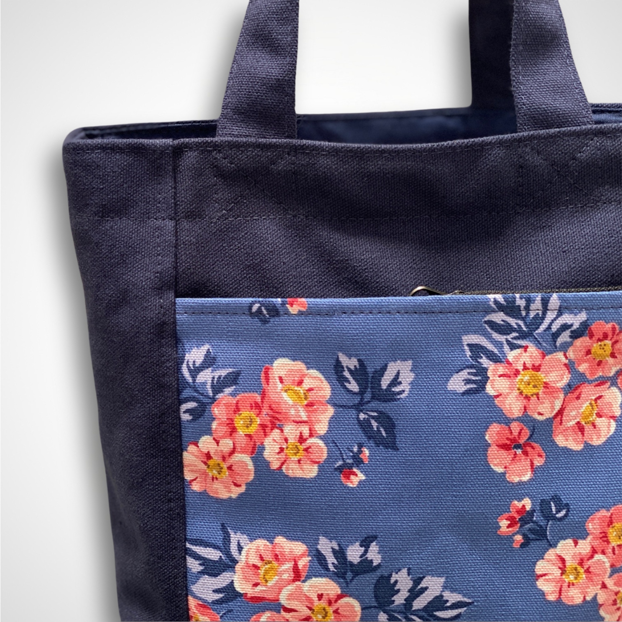 Túi Đựng Cơm Văn Phòng Canvas Xanh Navy Hoa Nhí - Ảnh 3