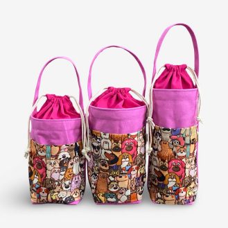Túi Đựng Ly Bình Nước Canvas Họa Tiết Cún